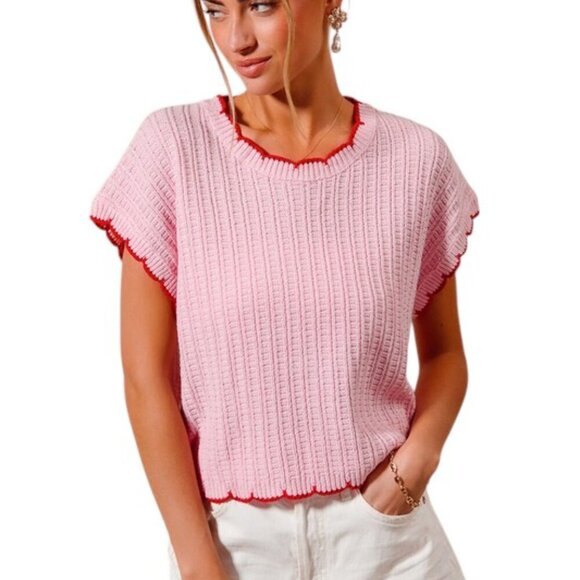Pink Ribbed Sweater Top - Picture 5 of 10